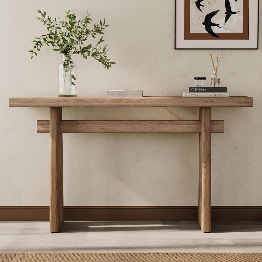imageChristopher Knight Home Hirai Narrow Console Table with Geometric Silhouette Entryway Table with Premium Wood Veneer Finish MDF Wood Design Display Table for Home Decoration Living Room BrownBrown