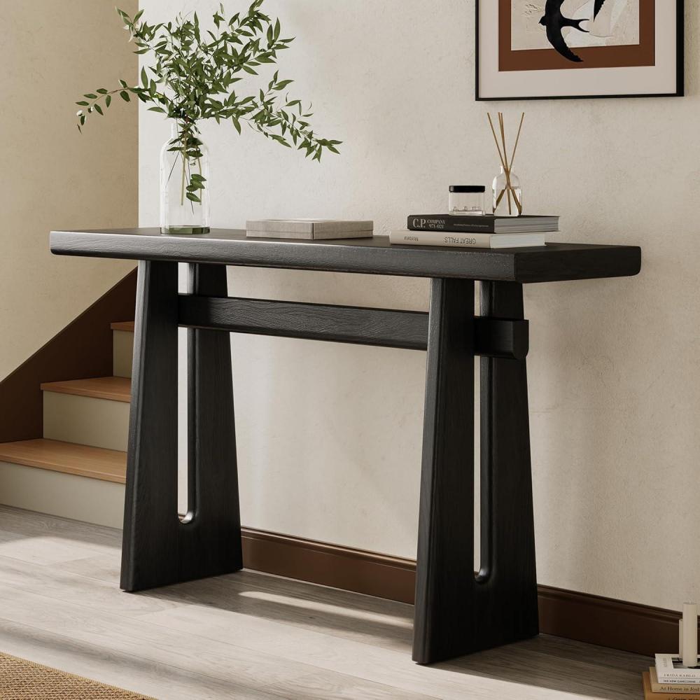 imageChristopher Knight Home Hirai Narrow Console Table with Geometric Silhouette Entryway Table with Premium Wood Veneer Finish MDF Wood Design Display Table for Home Decoration Living Room BrownBlack