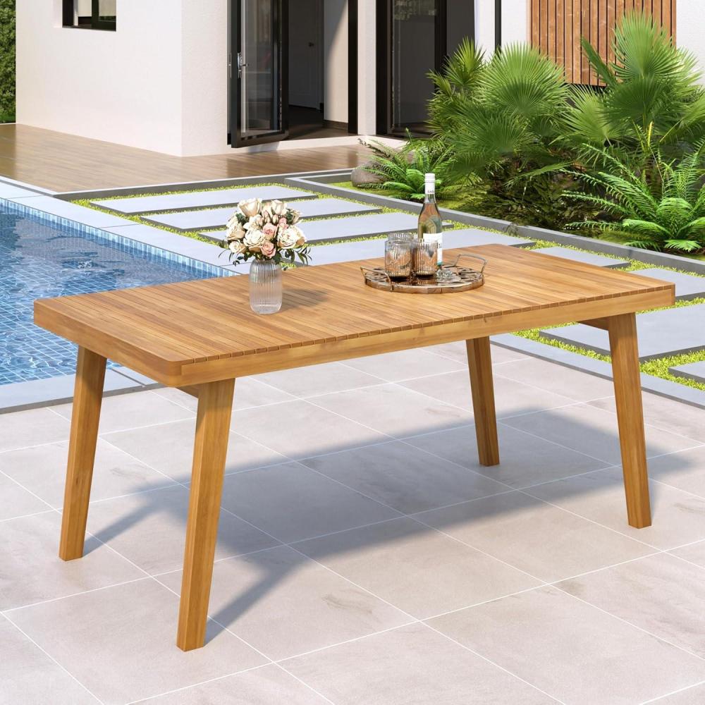 imageChristopher Knight Home Hobson Acacia Wood Outdoor Dining Table for 6 Wooden Patio Farmhouse Dining Table Rectangle Slatted Top for Outdoor Gatherings Natural FinishNatural Finish