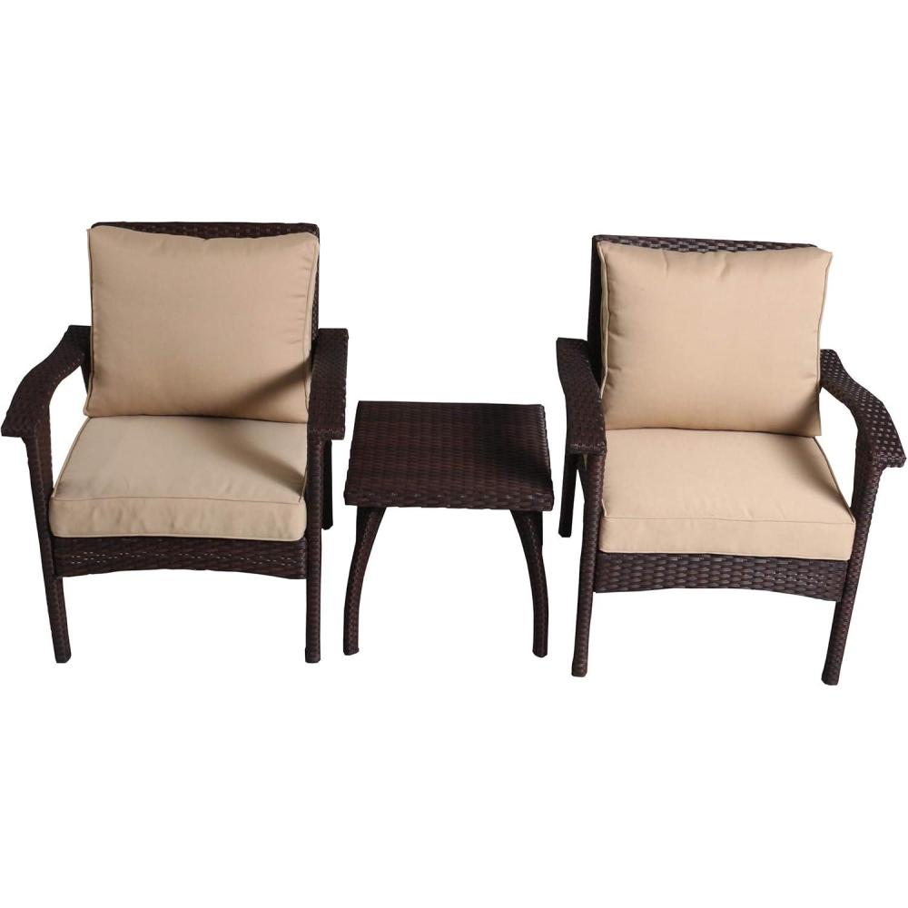 imageChristopher Knight Home Honolulu PE Club Chairs and Accent Table Set 3Pcs Set Brown