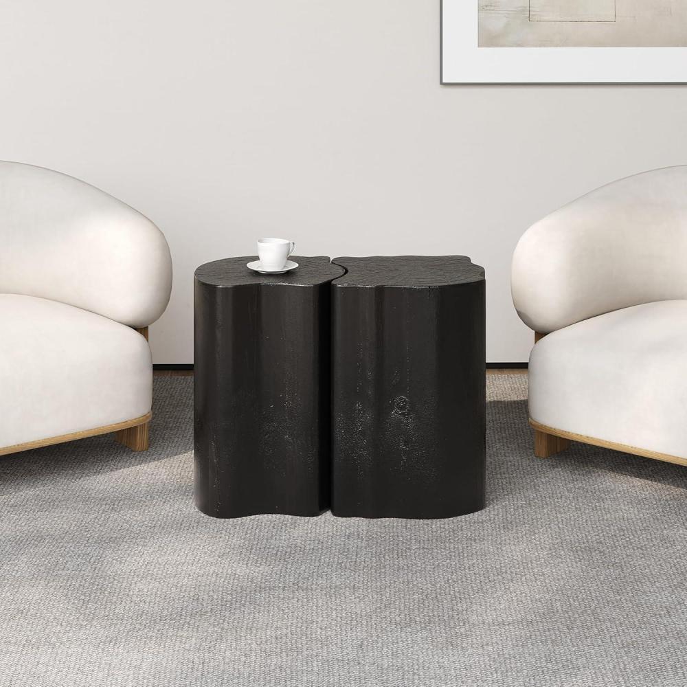 imageChristopher Knight Home Josh Outdoor Side Table Decorative Accent Table for Patio Balcony Pool Side 2in1Irregular MGO End Table Indoor Outdoor Usage Wood Like Texture Split Design BlackBlack
