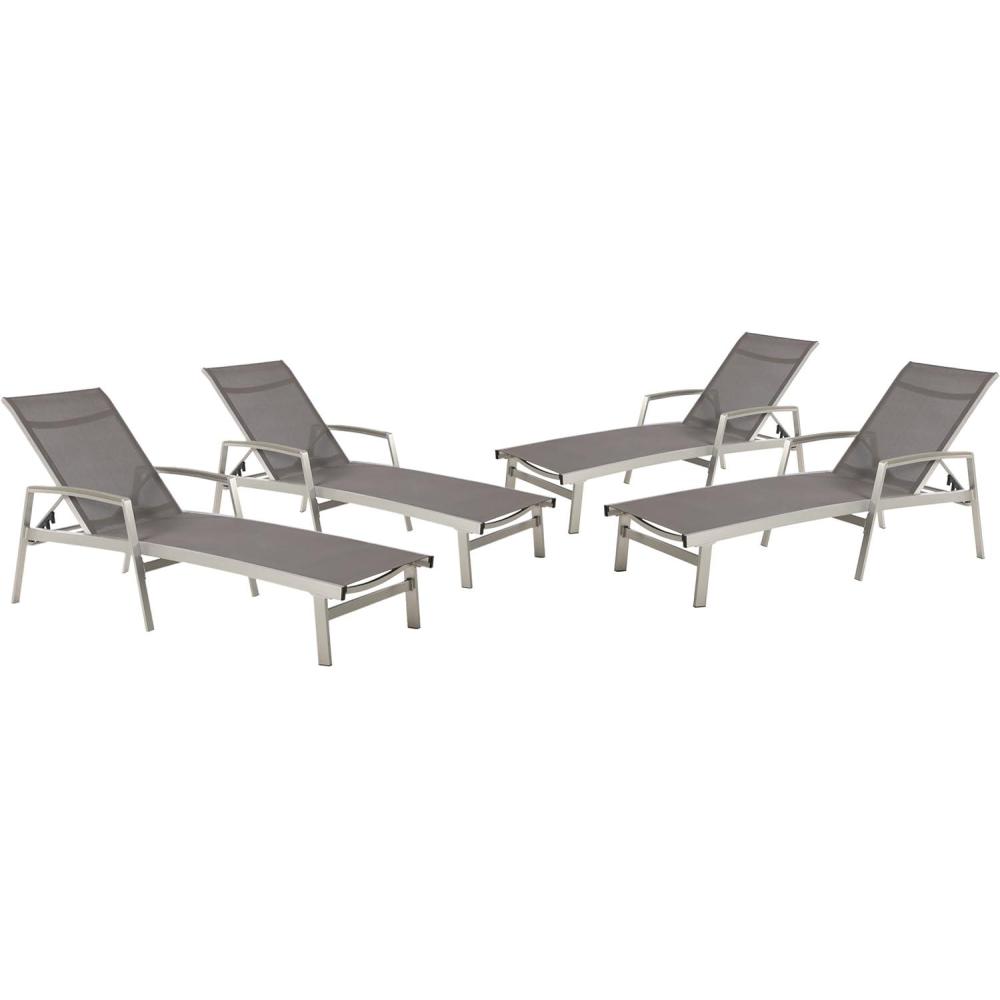 imageChristopher Knight Home Joy Outdoor Mesh and Aluminum Chaise Lounge Set of 4 GrayGrey