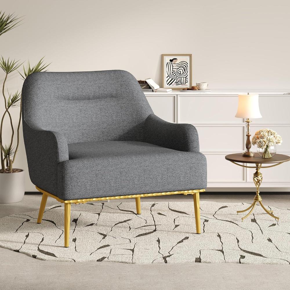 imageChristopher Knight Home Justin Modern Accent Chair with Metal Legs Chenille Upholstered Lounge Chair Indoor Curved Backrest Armchair Soft Cushion Seating for Living Room Reading Home Light GrayDark Gray
