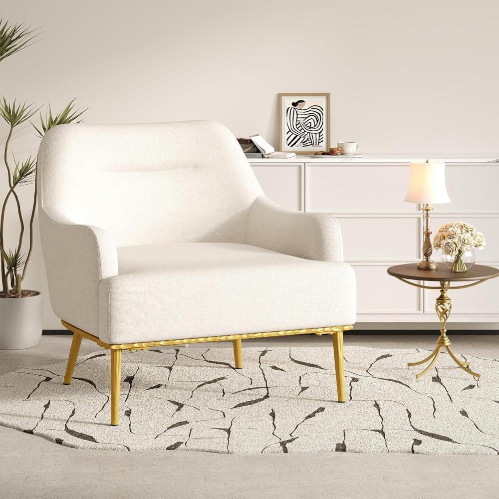 imageChristopher Knight Home Justin Modern Accent Chair with Metal Legs Chenille Upholstered Lounge Chair Indoor Curved Backrest Armchair Soft Cushion Seating for Living Room Reading Home Light GrayBeige