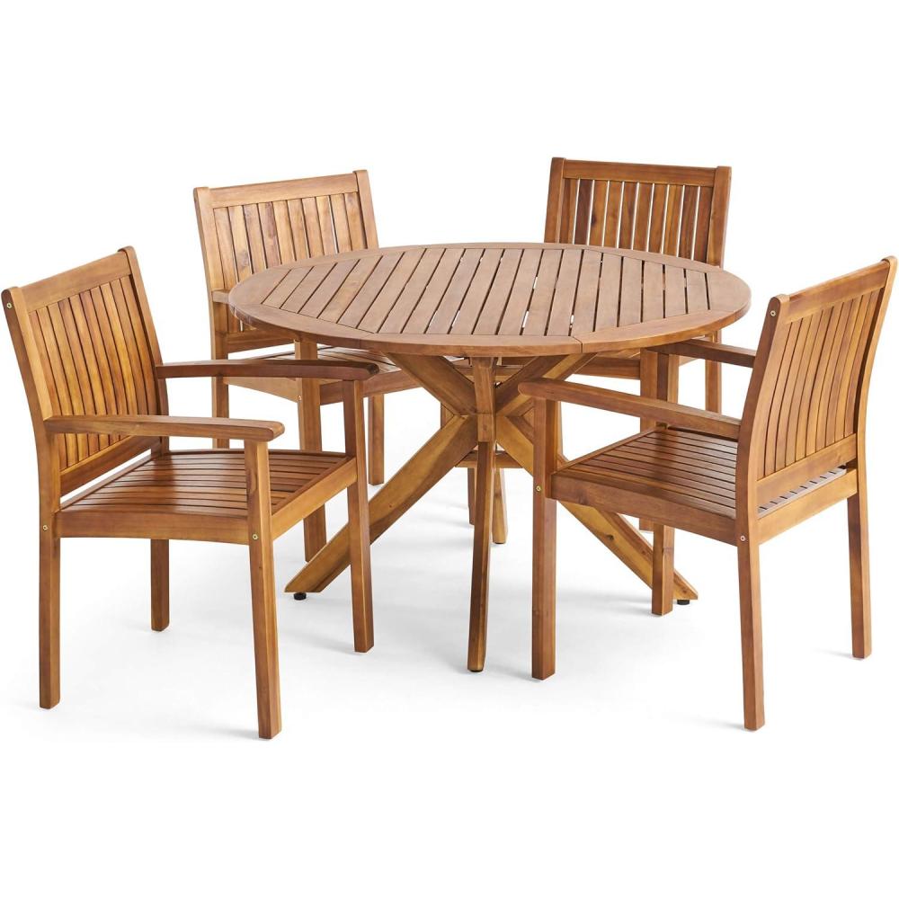 imageChristopher Knight Home Kally Outdoor Five Piece Acacia Dining Set Teak Finish