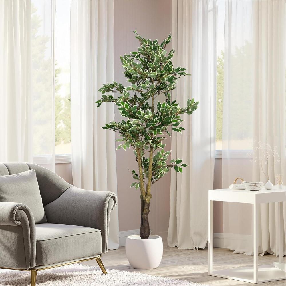 imageChristopher Knight Home Luke 63H PrePotted Artificial Tree Indoor Artificial Ficus with Nursery Pot Faux Tree with Natural Wood Trunk for Home Office Decor 1pcs with Black Plastic Pot GreenGreen69h