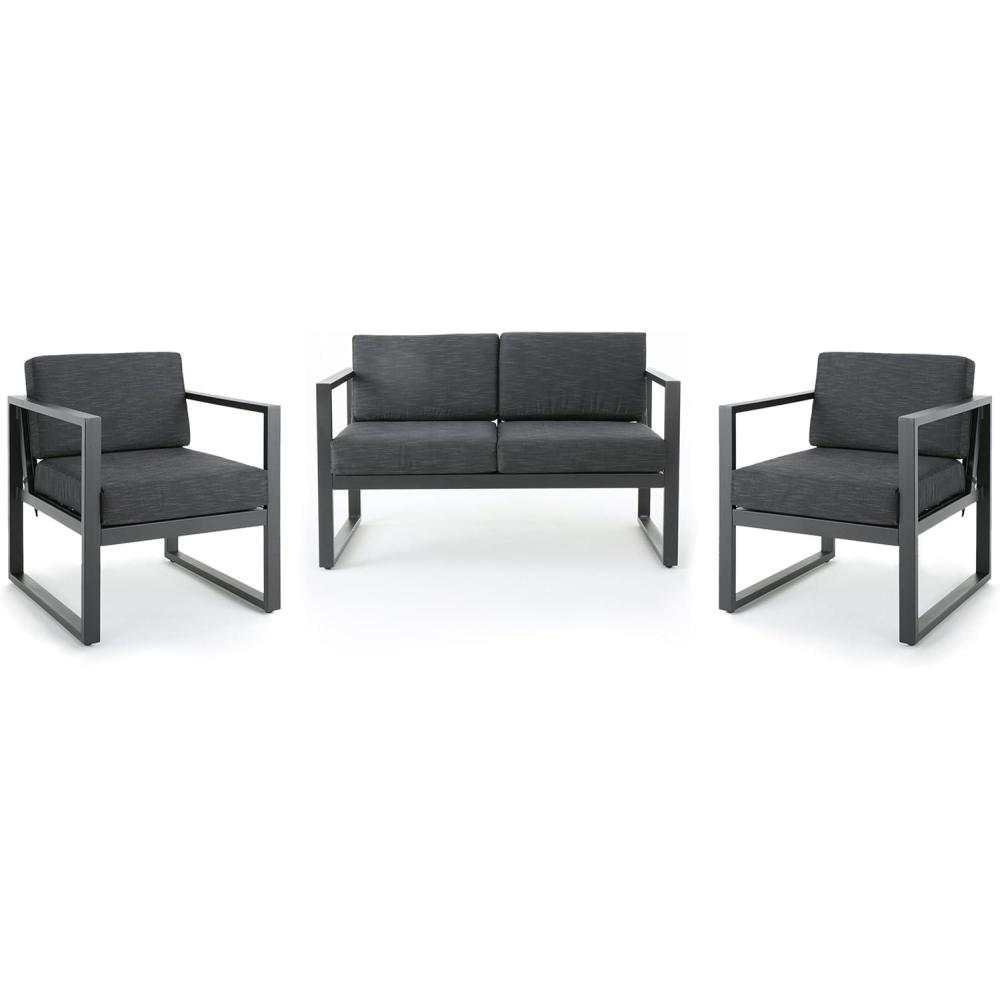 imageChristopher Knight Home Navan Outdoor 4Seater Aluminum Chat Set Silver  Dark Grey Cushions