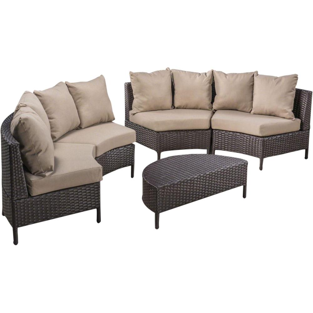 imageChristopher Knight Home Newton Outdoor 6Seater Wicker Lounge Set 5Pcs Set Dark Brown