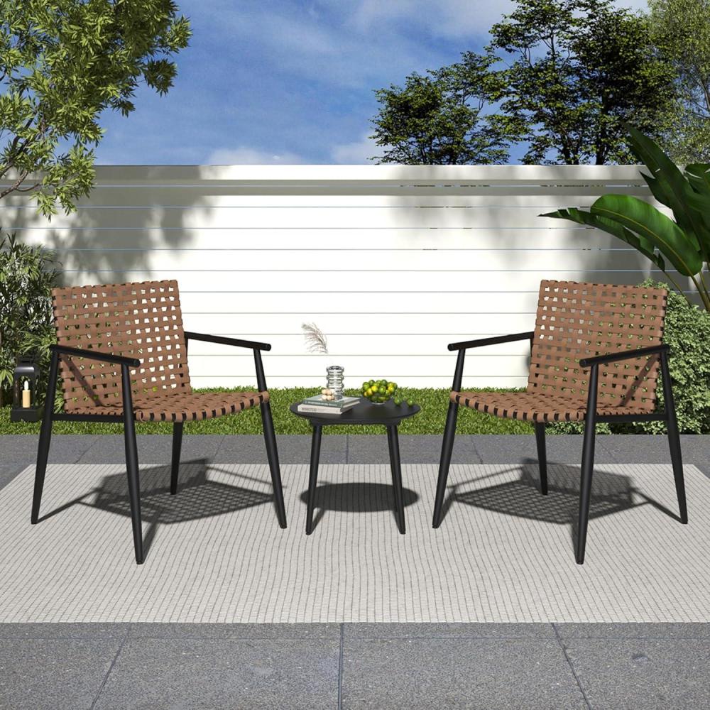 imageChristopher Knight Home Oakes Patio Table and Chairs Set 3Piece Patio Conversation Set Outdoor Tempered Glass Table and PE Rattan Armchairs Set of 2 GardenPoolside Reading Nook BlackBrown