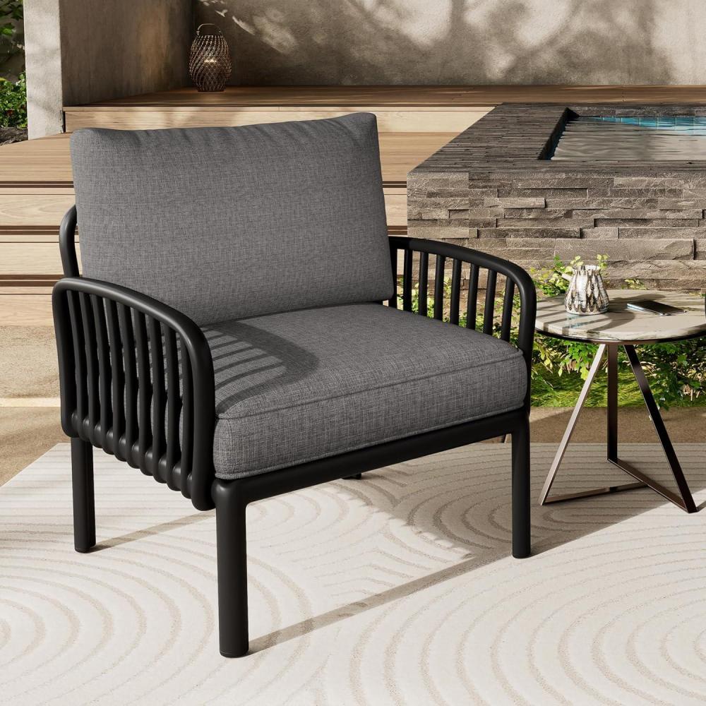 imageChristopher Knight Home Octavia Outdoor Club Chairs Set of 2 Accent Chair with Cushion Backrest Armchair Patio Comfort Seating Single Sofa for Porch Balcony BlackGrayBlackgray