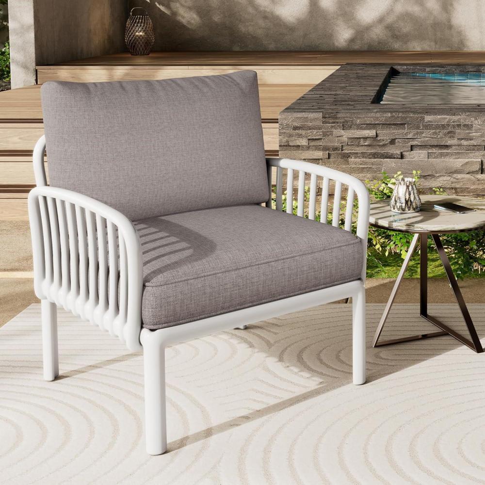 imageChristopher Knight Home Octavia Outdoor Club Chairs Set of 2 Accent Chair with Cushion Backrest Armchair Patio Comfort Seating Single Sofa for Porch Balcony BlackGrayWhitegray
