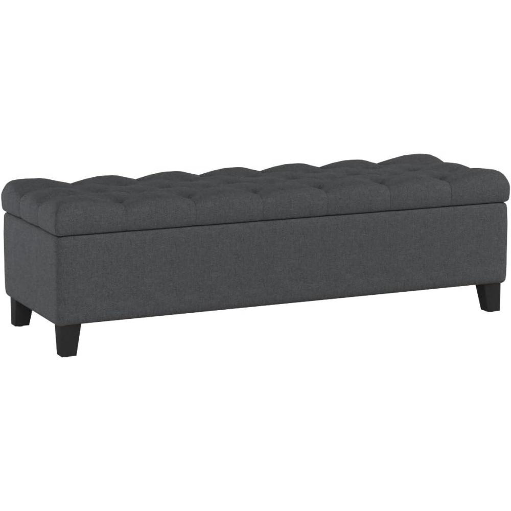 imageChristopher Knight Home Ottilie Boucle Fabric Storage Ottoman Bench Wooden Rectangular Ottoman with Storage Bedroom End of Bed Foot Stool Entryway Ottoman Footrest Living Room Extra Seat GreenDark Grey fabric