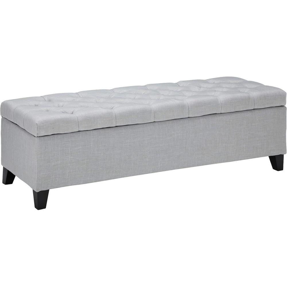 imageChristopher Knight Home Ottilie Boucle Fabric Storage Ottoman Bench Wooden Rectangular Ottoman with Storage Bedroom End of Bed Foot Stool Entryway Ottoman Footrest Living Room Extra Seat GreenLight Grey fabric