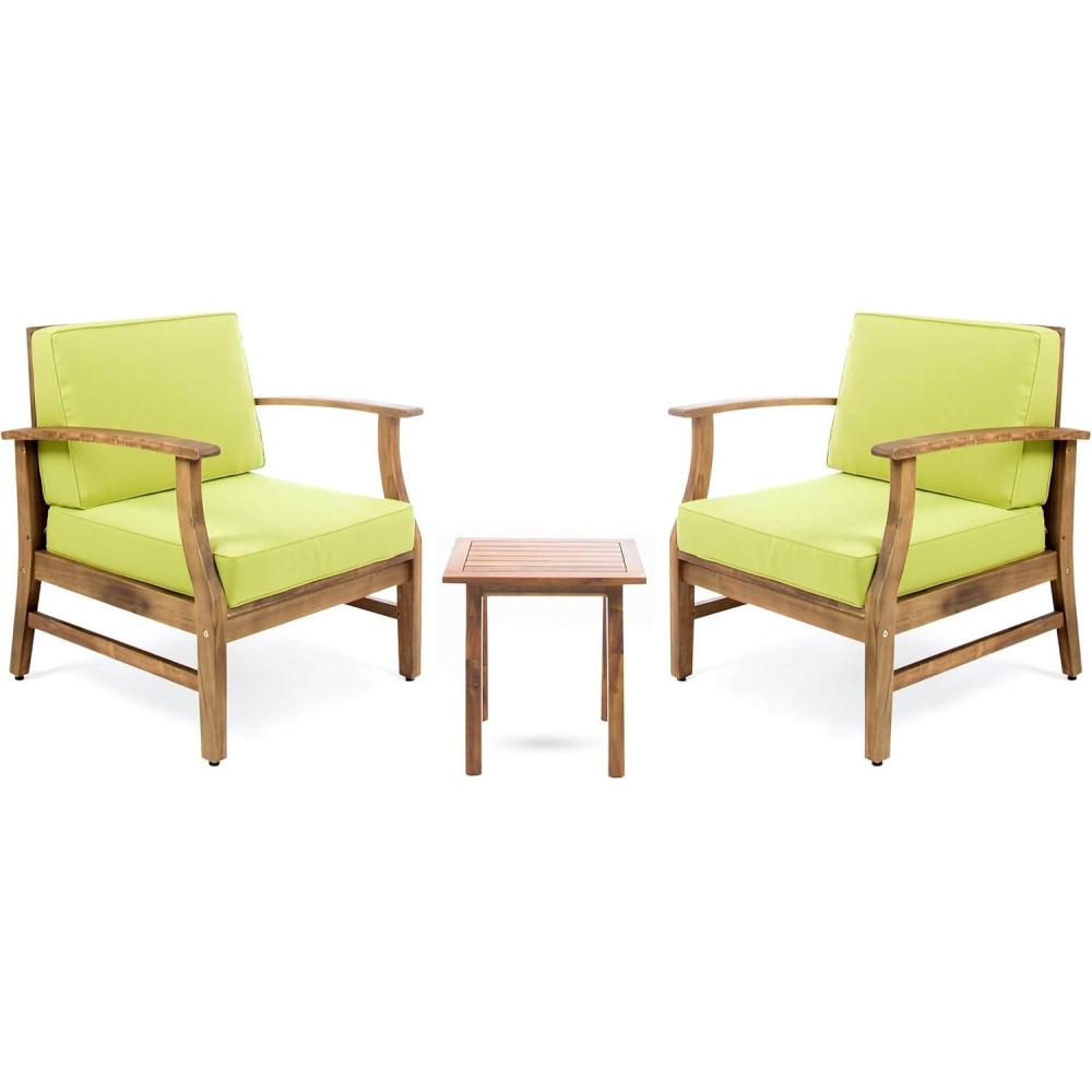imageChristopher Knight Home Outdoor 2 Seater Acacia Wood Chat Set with Cushions Teak and Green