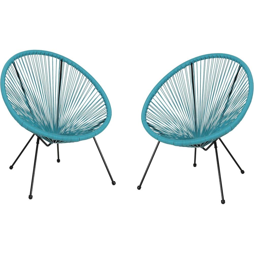 imageChristopher Knight Home Outdoor Hammock Weave Chair with Steel Frame Set of 2  Teal and Black FinishTeal  Black