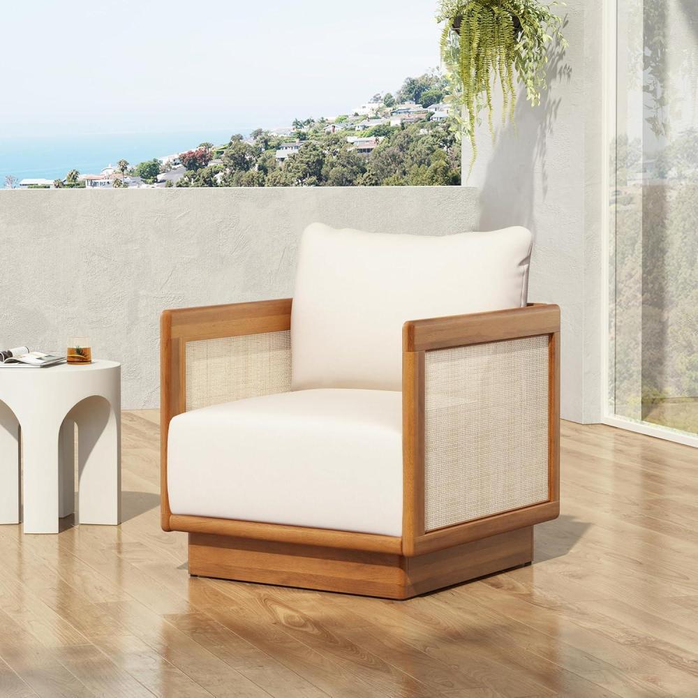 imageChristopher Knight Home Paola Acacia Wood Lounge Chair Outdoor with Cushion Wooden Comfy Patio Chair Deep Seating Accent Chair for Patio Furniture Set TeakBeige