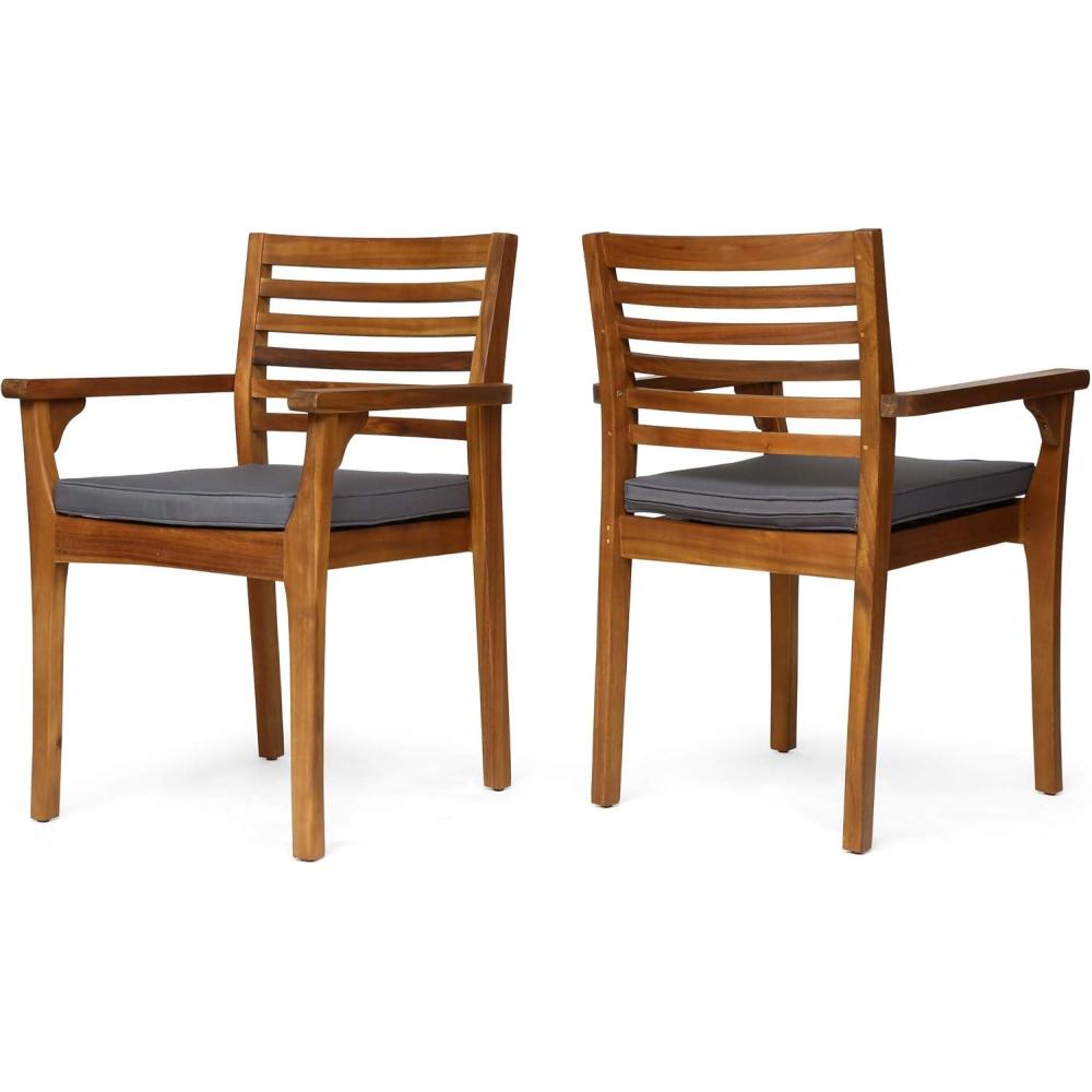 imageChristopher Knight Home Patio Dining Chairs Teak Finish Dark Gray