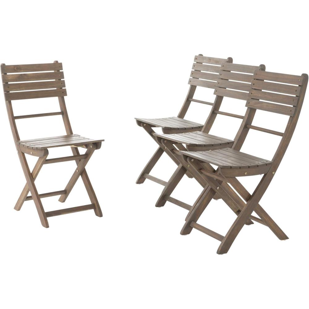 imageChristopher Knight Home Positano Outdoor Acacia Wood Foldable Dining Chairs 4Pcs Set Grey Finish