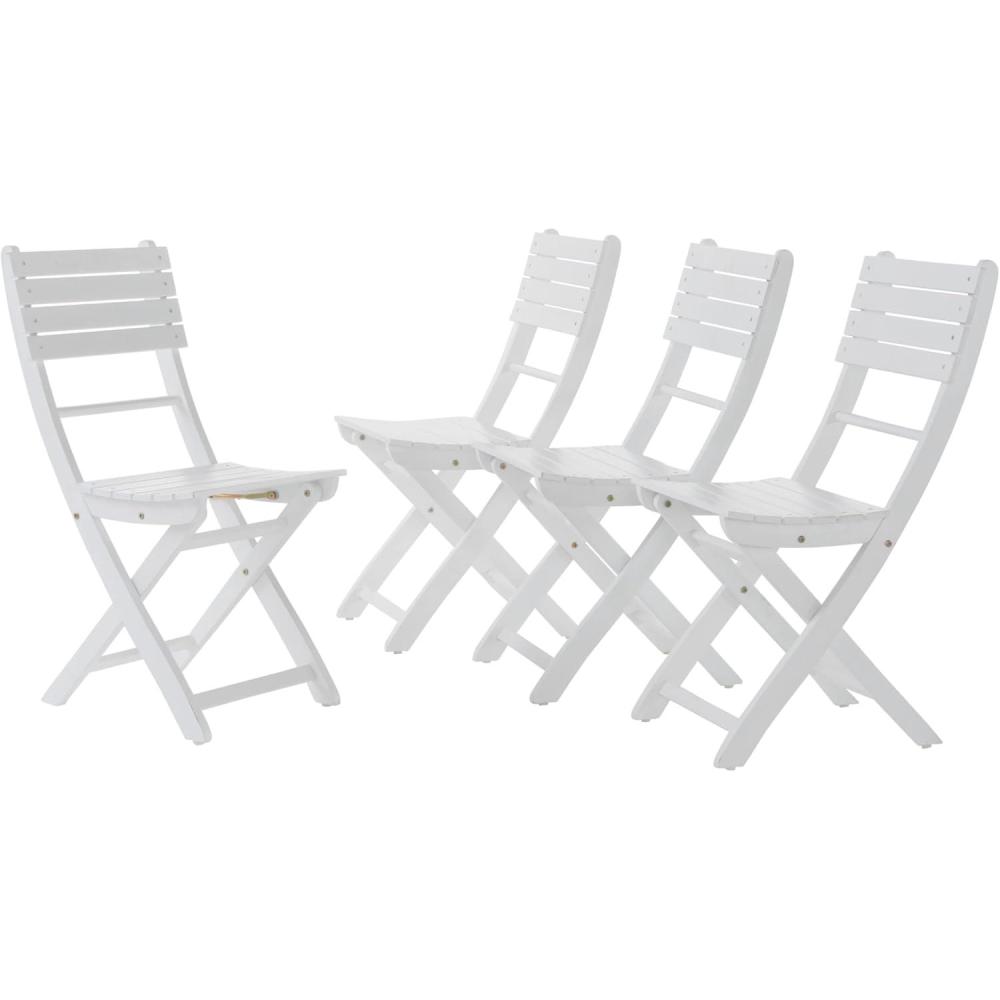 imageChristopher Knight Home Positano Outdoor Acacia Wood Foldable Dining Chairs 4Pcs Set Pu White