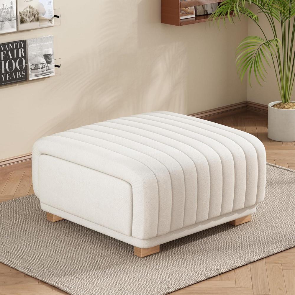 imageChristopher Knight Home Reyno Upholstered Ottoman with Storage for Living Room Faux Leather Storage Ottoman Foot Rest with Side Drawers Modern Square Coffee Table with Wooden Frame GreyLight Beige