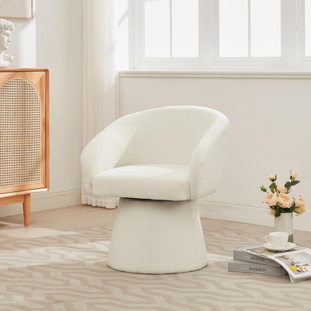 imageChristopher Knight Home Roach Boucle Upholstered 360 Swivel Accent Chair Wood Frame Barrel Swivel Chair Super Comfort Single Lounge Sofa with Rotation for Living RoomBedroom Cream WhiteCream WhiteBoucle