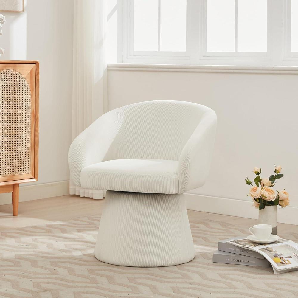 imageChristopher Knight Home Roach Boucle Upholstered 360 Swivel Accent Chair Wood Frame Barrel Swivel Chair Super Comfort Single Lounge Sofa with Rotation for Living RoomBedroom Cream WhiteBeigeCorduroy