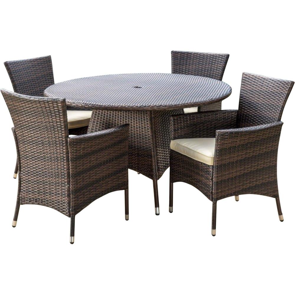 imageChristopher Knight Home Rodgers Outdoor Wicker Dining Set 5Pcs Set Multibrown
