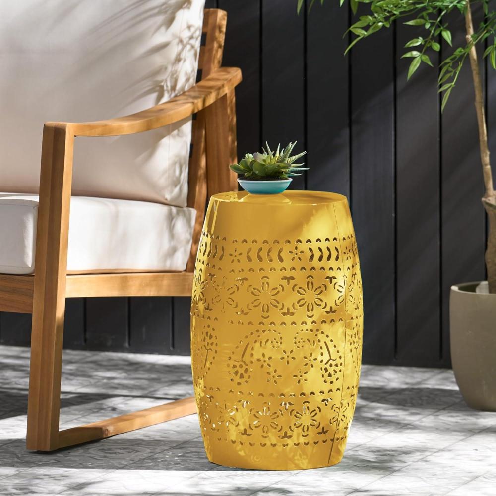 imageChristopher Knight Home Ruby Outdoor 12quot Iron Side Table BlackYellow