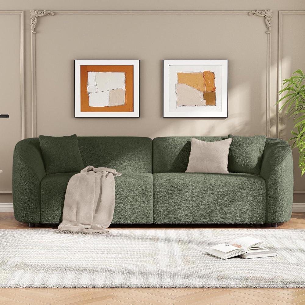 imageChristopher Knight Home Sabbo 8750quot Boucle Upholstered Couch Oversized 2 Seater Sofa Curved Soft Seating Lounge Sofa Chair Cozy Loveseat with Armrest Reading Sofa for Living Room Home Rest GreenBoulce Green