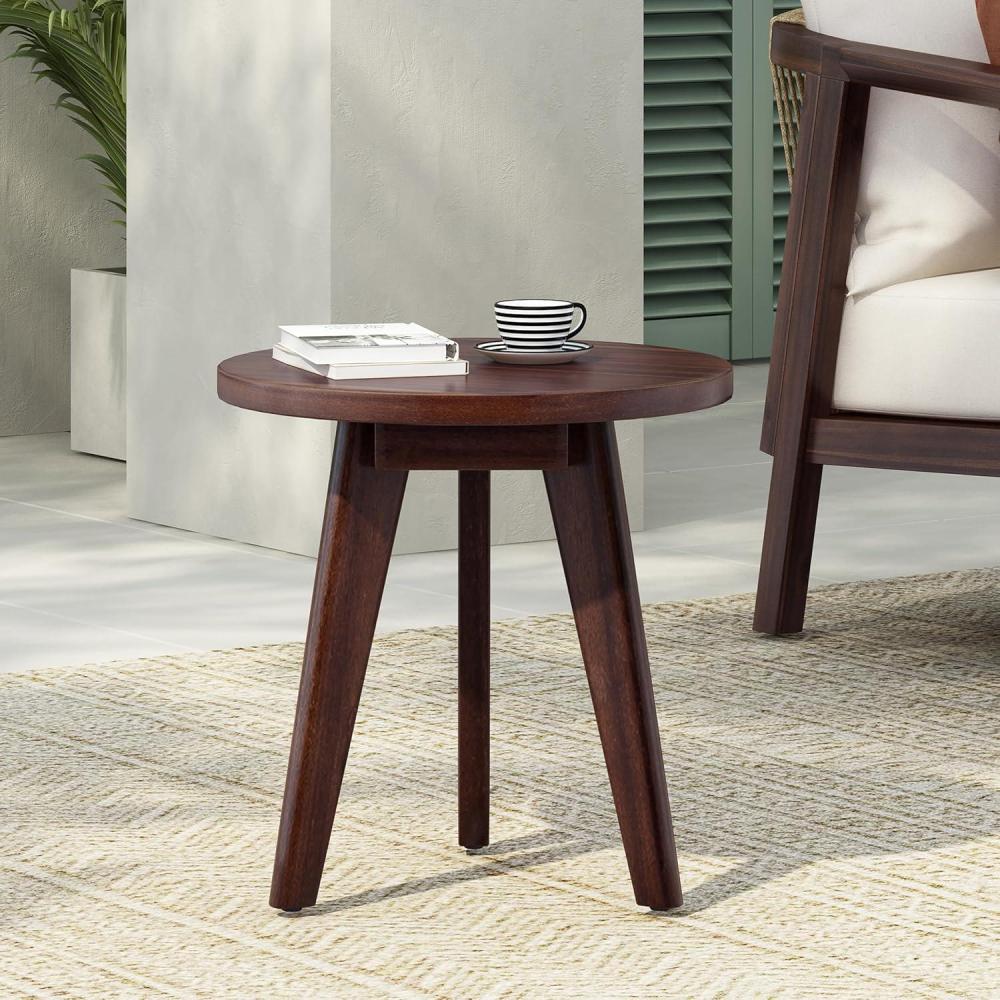 imageChristopher Knight Home Sante Round Outdoor Side Table Acacia Wood Small Outdoor Table Side Desk for Backyard Balcony Garden Weather Resistant Patio End Table Decorative Accent Table Dark BrownDark Brown