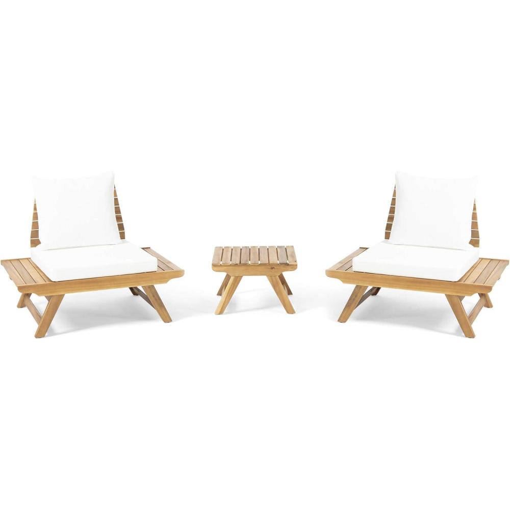 imageChristopher Knight Home Sedona Outdoor 2 Seater Acacia Wood Conversation Set with Coffee Table Teak and White