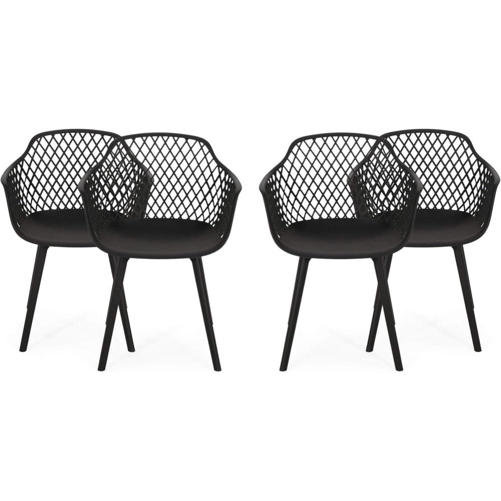 imageChristopher Knight Home Shawn Outdoor Modern Dining Chair Set of 4 WhiteBlack