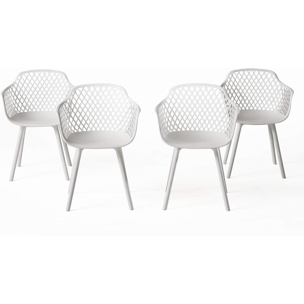 imageChristopher Knight Home Shawn Outdoor Modern Dining Chair Set of 4 WhiteWhite