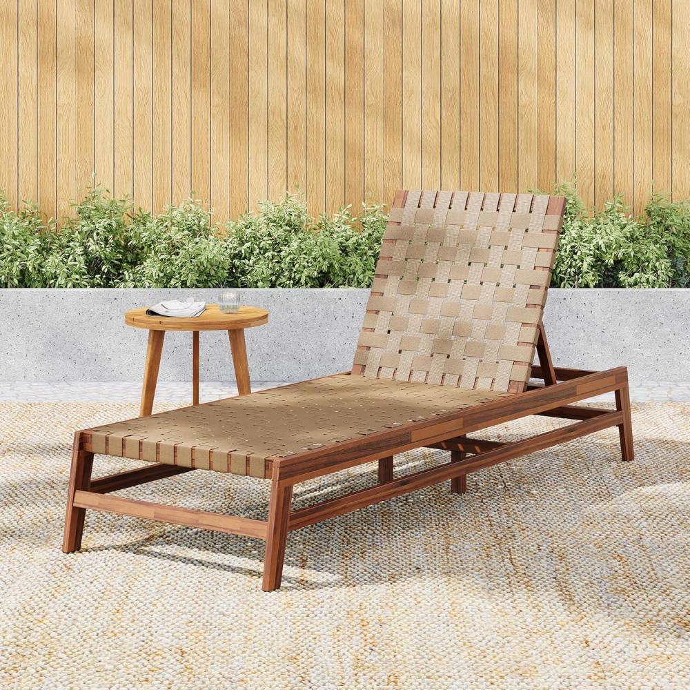 imageChristopher Knight Home Susua Rope Chaise Lounge with Acacia Wood Frame Adjustable Backrest Single Lounge Sofa Patio Sun Lounger Recliner Chair for Poolside Backyard Light Brown MochaLight Brown Mocha