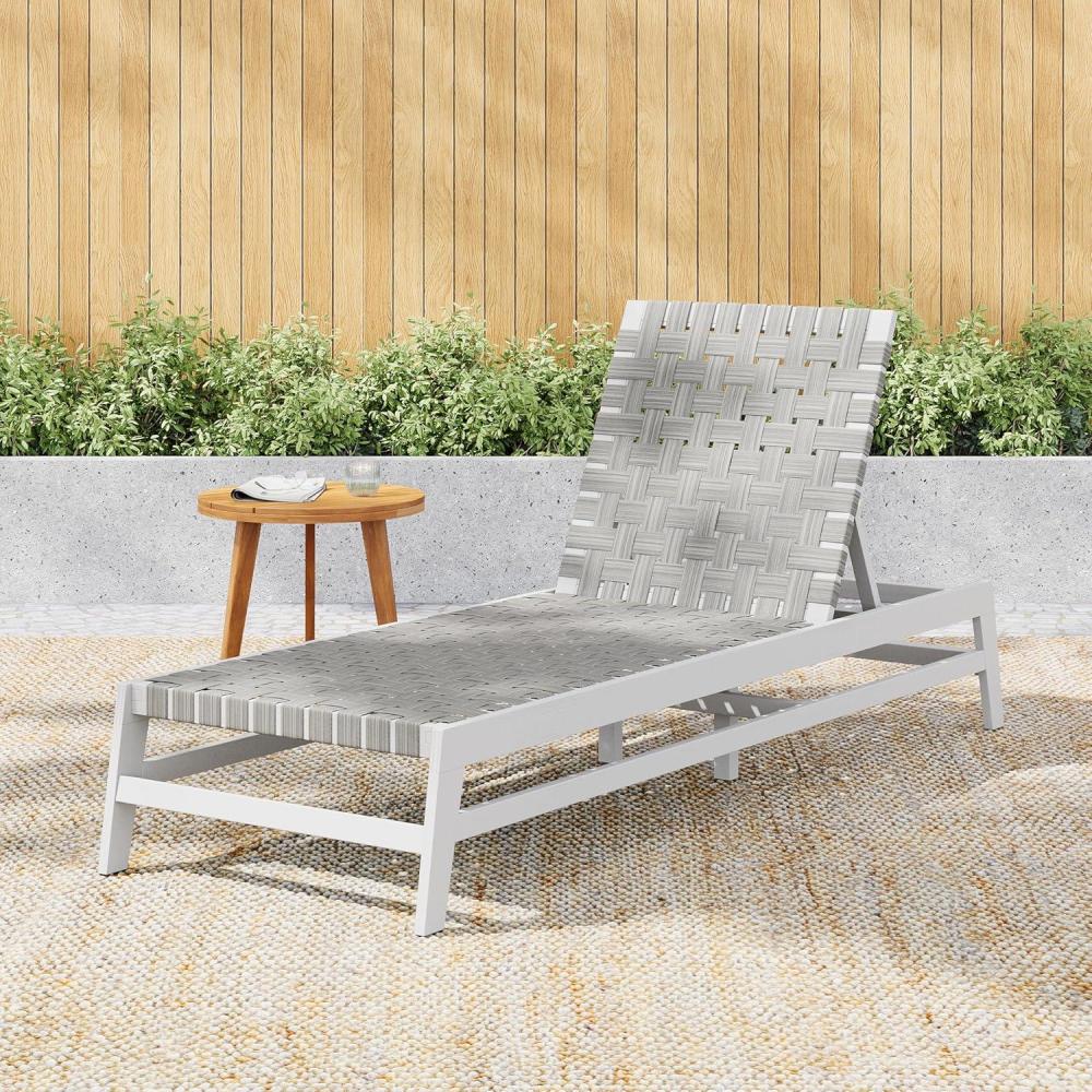 imageChristopher Knight Home Susua Rope Chaise Lounge with Acacia Wood Frame Adjustable Backrest Single Lounge Sofa Patio Sun Lounger Recliner Chair for Poolside Backyard Light Brown MochaGray Light Gray