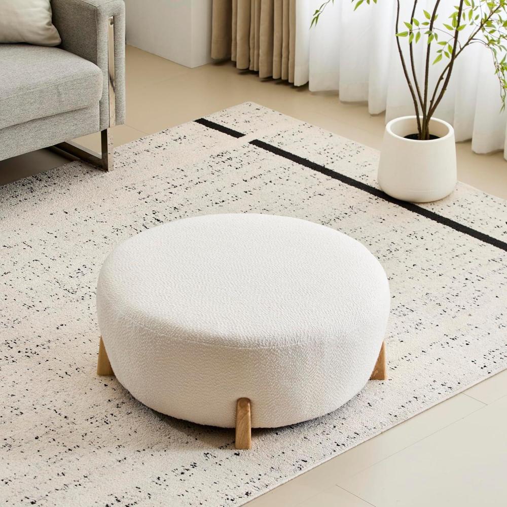 imageChristopher Knight Home Tatia Modern Boucle Upholstered Ottoman Coffee Table MultiFunctional Sofa Footrest with Wooden Frame Extra Seating for Living Room Bedroom Entryway WhiteNaturalWhitenatural
