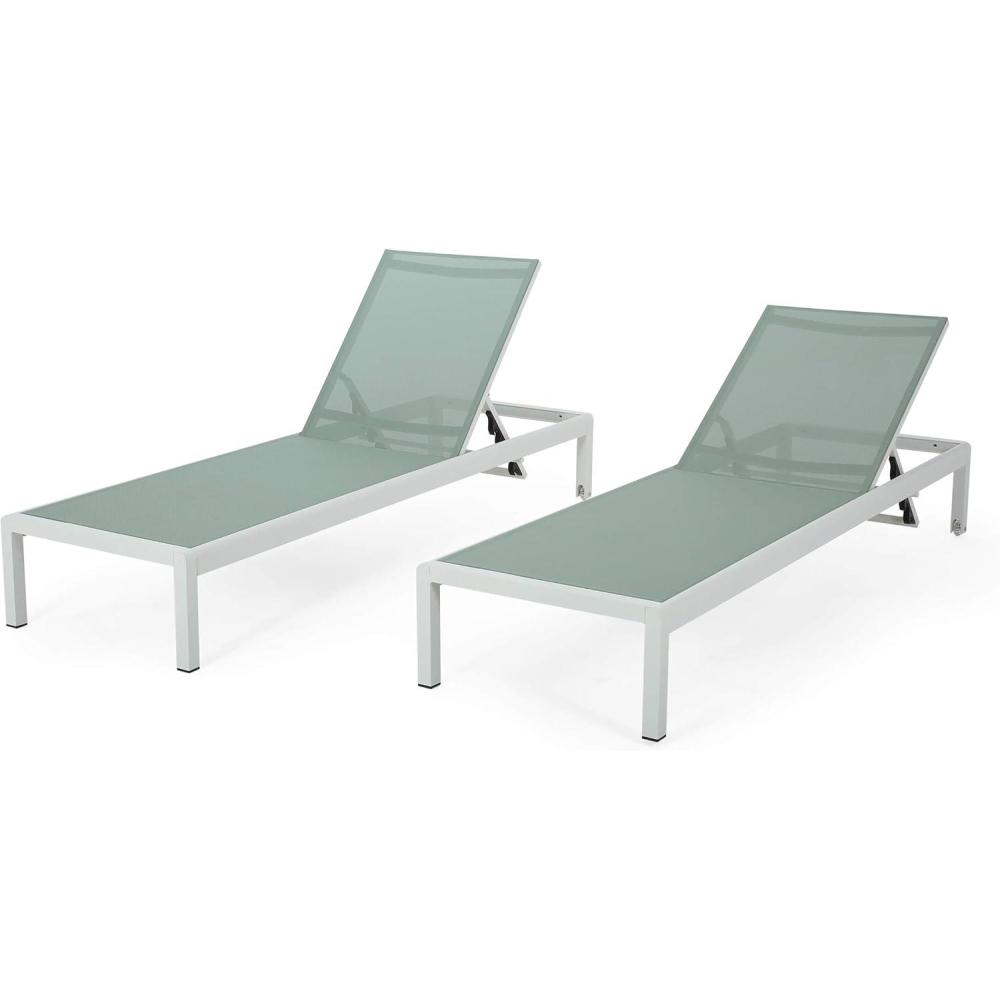 imageChristopher Knight Home Vanessa Coral Outdoor Chaise Lounges Set of 2 Green and White