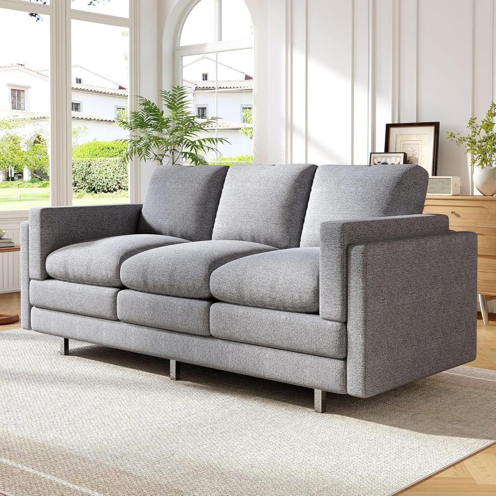 imageChristopher Knight Home Vincenzo 3 Seater Couch Chenille Upholstered Sofa Chair Metal Legs Couch DualLayer Cushions Armchair 795quot Sectional Sofa Comfort Seating for Living Room Light GrayLight Gray