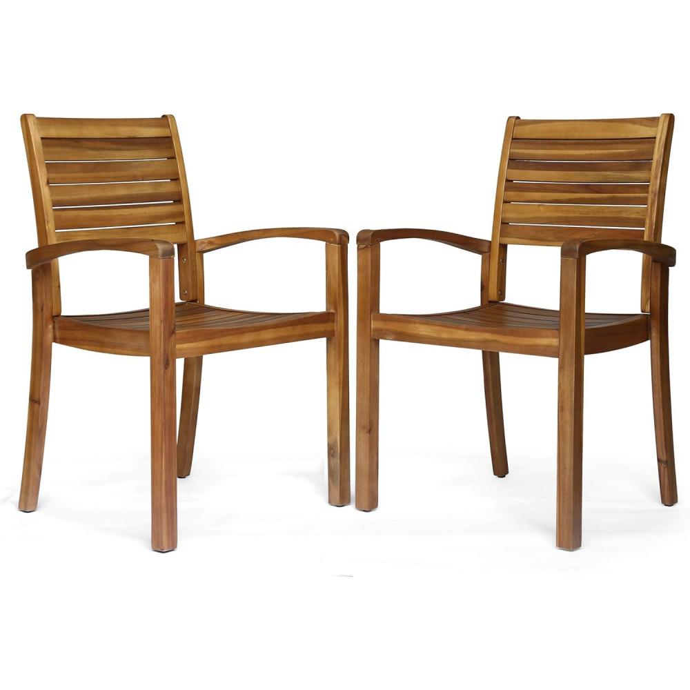 imageChristopher Knight Home Watts Outdoor Acacia Wood Dining Chairs Teak Finish Set of 2