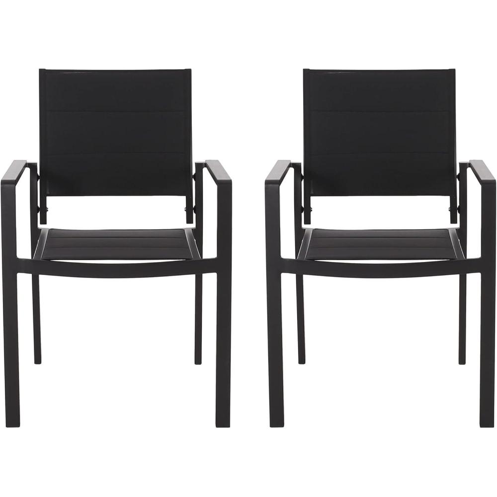 imageChristopher Knight Home Wilbur Outdoor Dining Chairs Mesh and Aluminum Black Set of 2