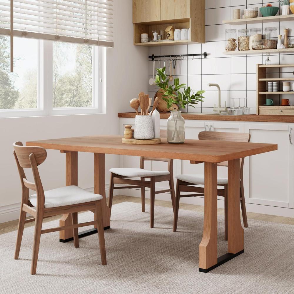 imageChristopher Knight Home Xayah 63 Inch Dining Table for 6 People Rectangular Kitchen Table Farmhouse Dinner Furniture Modern Wood Table for Dining Room WalnutNatural
