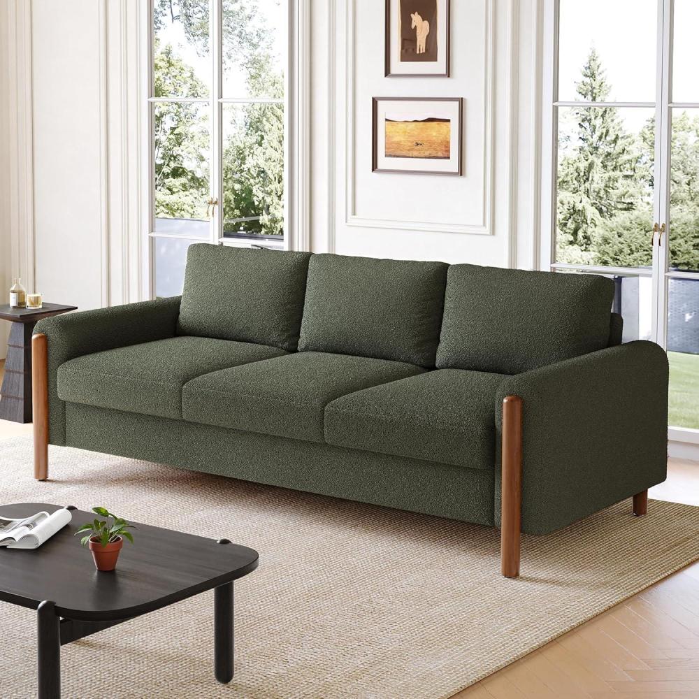 imageChristopher Knight Home Yadil Teddy Fleece Upholstered 3 Seater Sofa Couch Wooden Home Sofa Living Room Comfy Cloud Couch for Bedroom Home Office Olive GreenOlive Green