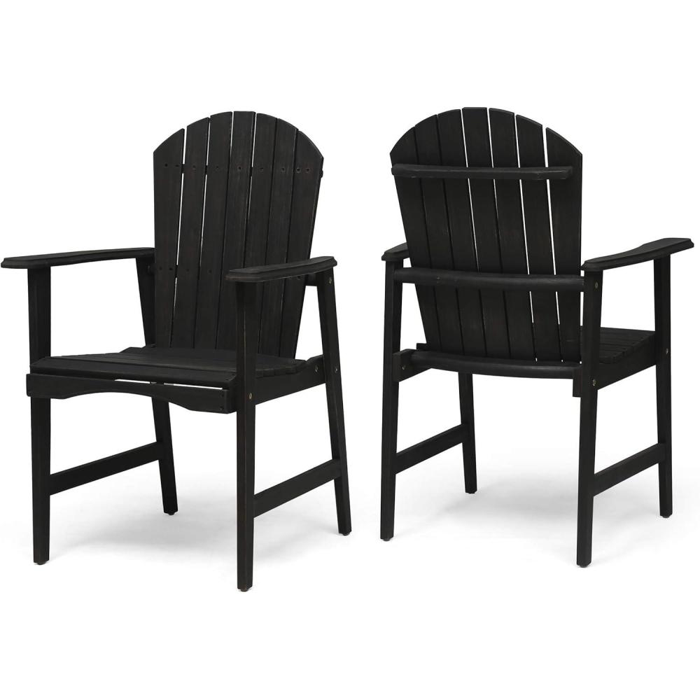 imageGreat Deal Furniture Easter Outdoor Weather Resistant Acacia Wood Adirondack Dining Chairs Set of 2 White FinishDark Gray
