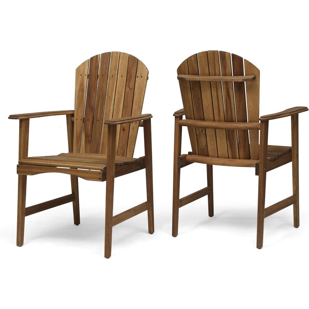 imageGreat Deal Furniture Easter Outdoor Weather Resistant Acacia Wood Adirondack Dining Chairs Set of 2 White FinishNatural