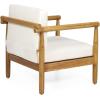 Abigail Outdoor Acacia Wood Club Chair (Set of 2), Teak and Cream