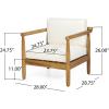 Abigail Outdoor Acacia Wood Club Chair (Set of 2), Teak and Cream