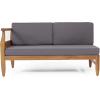 Aston Outdoor 5 Seater Sectional Chat Set with Cushions – Acacia Wood – Teak/Dark Gray
