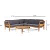 Aston Outdoor 5 Seater Sectional Chat Set with Cushions – Acacia Wood – Teak/Dark Gray