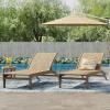 Benfield Outdoor Chaise Lounge – Acacia Wood and Flat Wicker – Light Brown/Light Multibrown (Set of 2)
