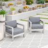 Booth Outdoor Aluminum Club Chairs, Silver and Gray (Set of 2)